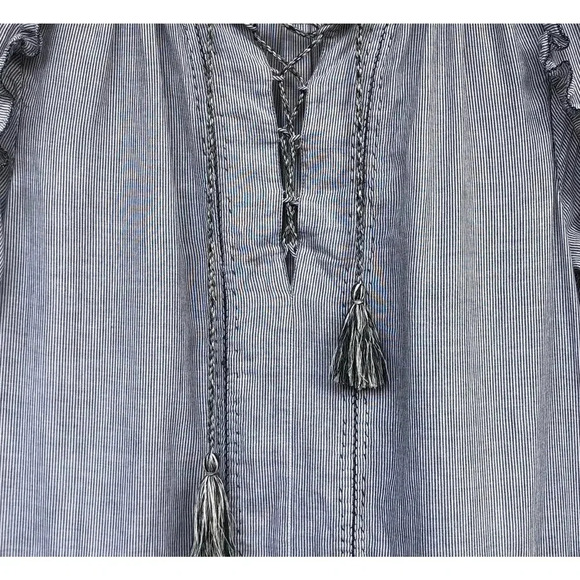 Ulla Johnson Essie Dress Gris/Grey Ruffled Lace-Up Tassels Hand-Stitching Size 2 - Picture 7 of 8
